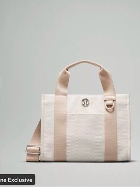 lululemon athletica Cream and Tan Canvas Tote Bag